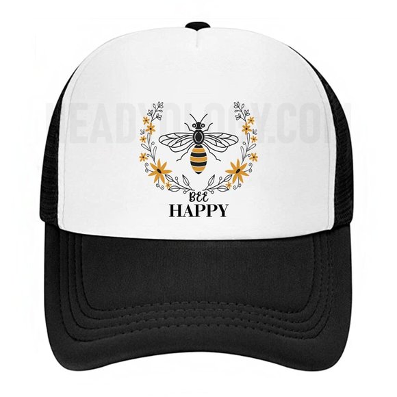 Be Happy Hats Bee Happy Baseball Hats With Bee Inside Flower Enjoying Nectar - Picture 10 of 16